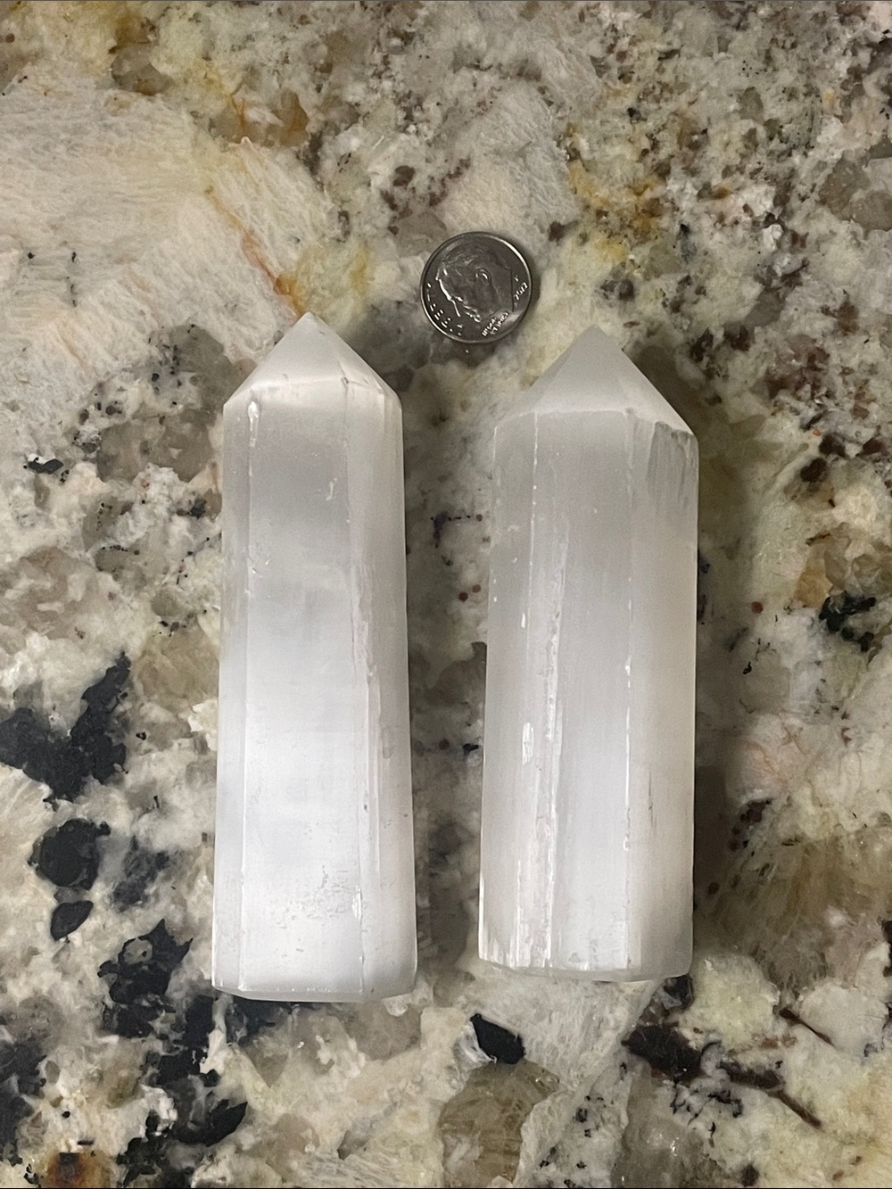 White Selenite Crystal Tower Pair – Home Accents clear crystal quarts x2